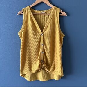 Yellow Sleeveless Button-Down Top